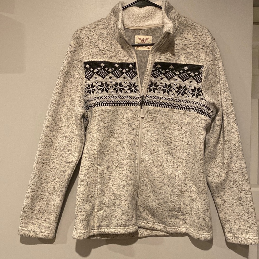 Faded Glory Sweater, Grey Faux Fur Lined  - Brand New - Size M